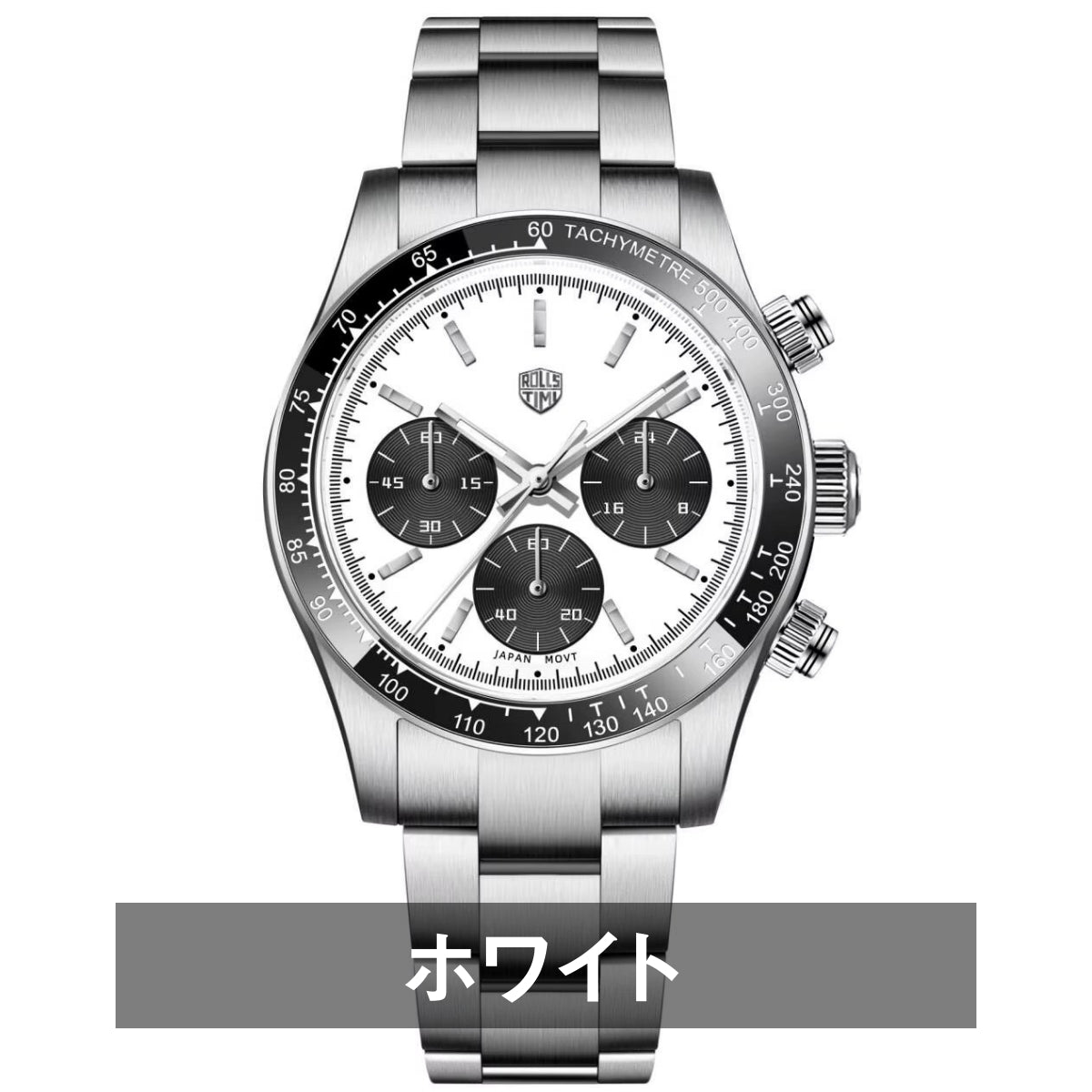 Men's Chronograph Homage Watch for Men in their 40s and 50s, Quartz Movement, Rolls Timi, with Japanese Instructions, RT-7931