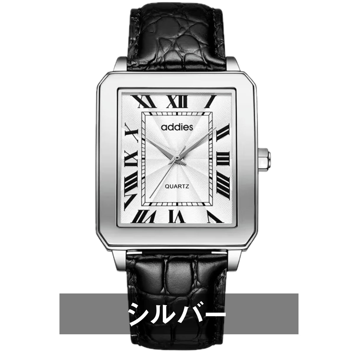 Men's Quartz Homage Watch for Men in their 40s and 50s, Black Leather Strap, Rectangular D-Buckle, ADDIESDIVE MY-RM05