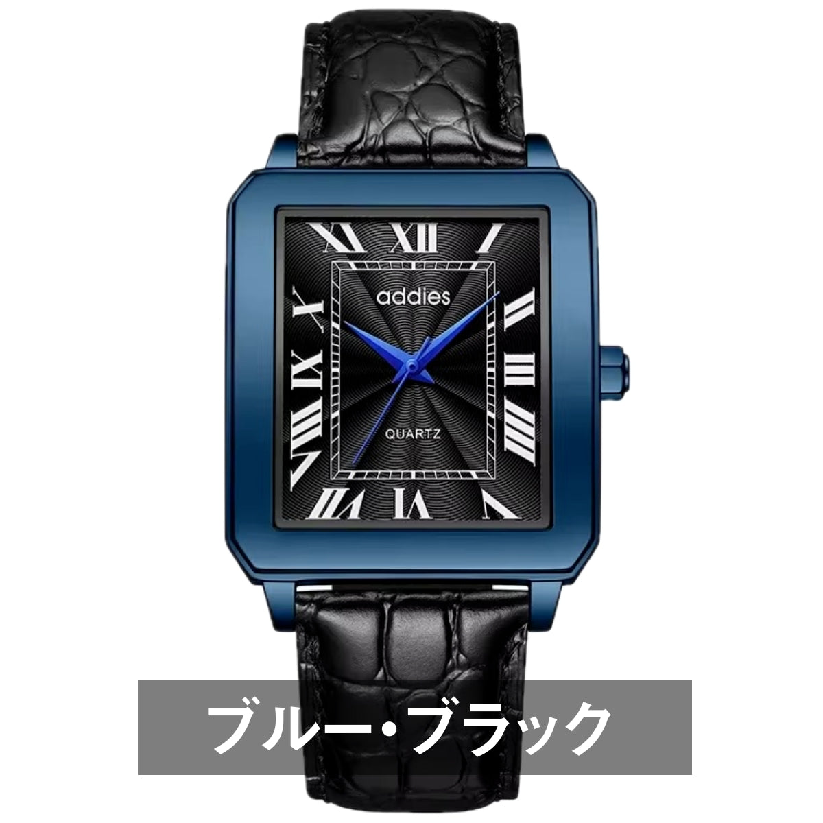 Men's Quartz Homage Watch for Men in their 40s and 50s, Black Leather Strap, Rectangular D-Buckle, ADDIESDIVE MY-RM05