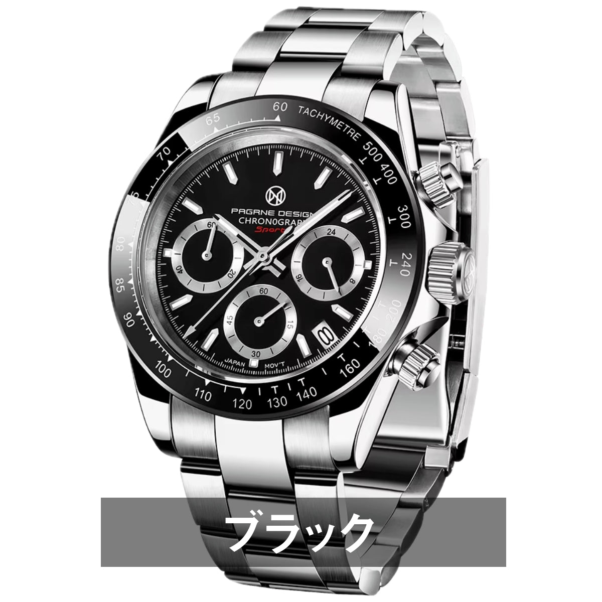 Men's Watch for Men in their 40s and 50s, Homage Chronograph Quartz Movement, with Japanese Instruction Manual, PAGRNE DESIGN PG-1644