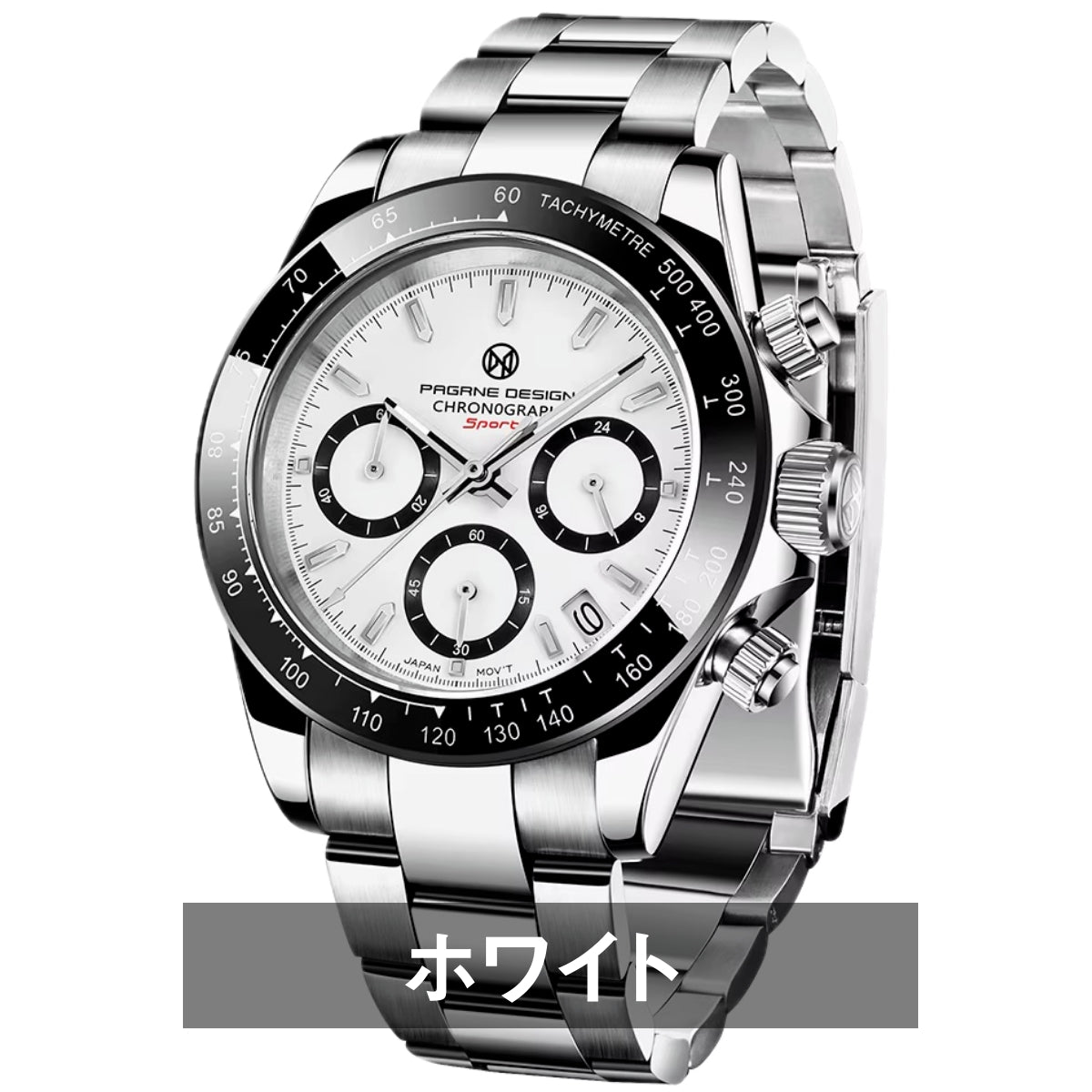 Men's Watch for Men in their 40s and 50s, Homage Chronograph Quartz Movement, with Japanese Instruction Manual, PAGRNE DESIGN PG-1644