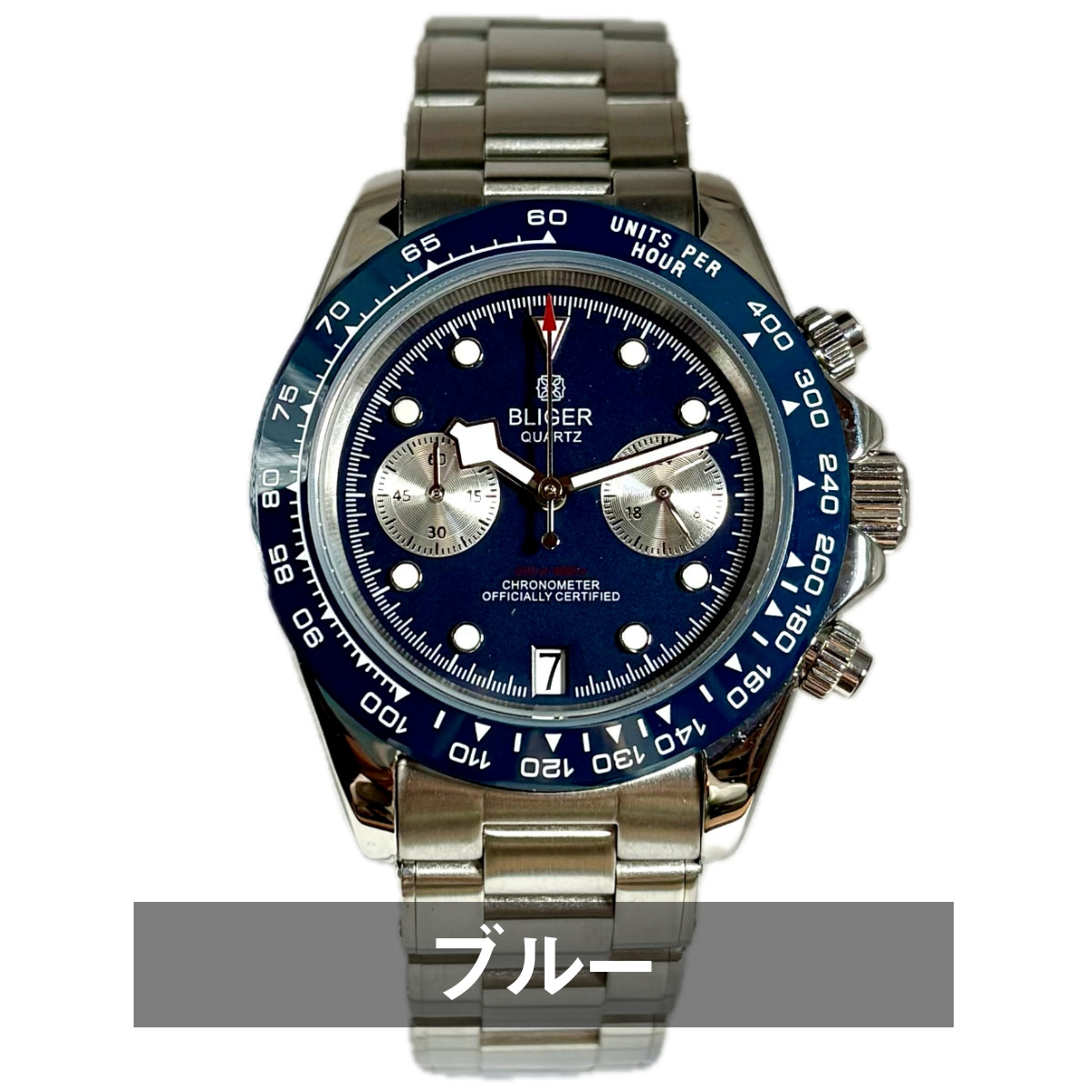Men's Watch, 40s and 50s, Chronograph, Mechanical Quartz, Calendar, Panda, Two-Hand, BLIGER