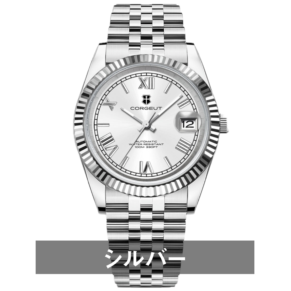 自動巻き腕時計 メンズ 40代 オマージュウォッチ 機械式 手巻き 36mm ローマ数字インデックス 日付 CORGEUT 2029