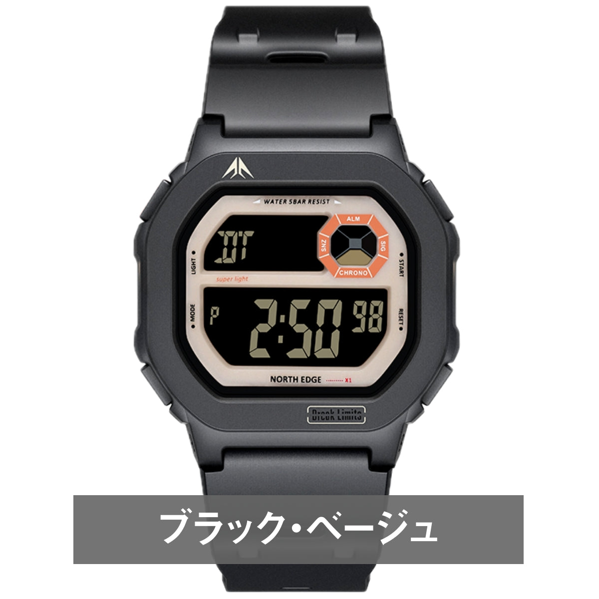 腕時計 メンズ デジタル 防水 クォーツ 軽量 見やすい アラーム オートカレンダー ストップウォッチ NORTH EDGE X1
