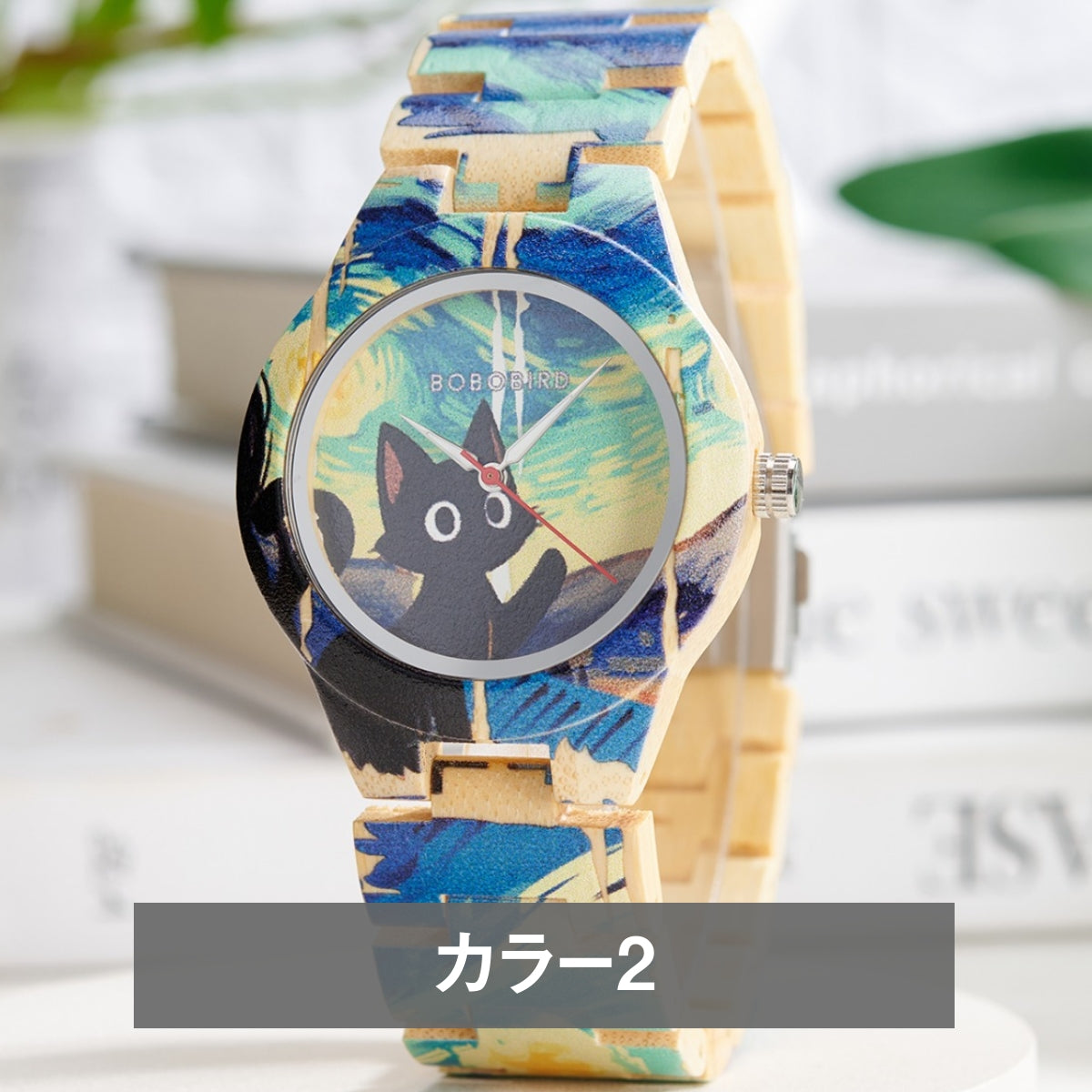 木製腕時計 ウッドウォッチ レディース 20代 30代 40代 クォーツ バンブー 竹 猫 ボボバード BOBO BIRD GT175