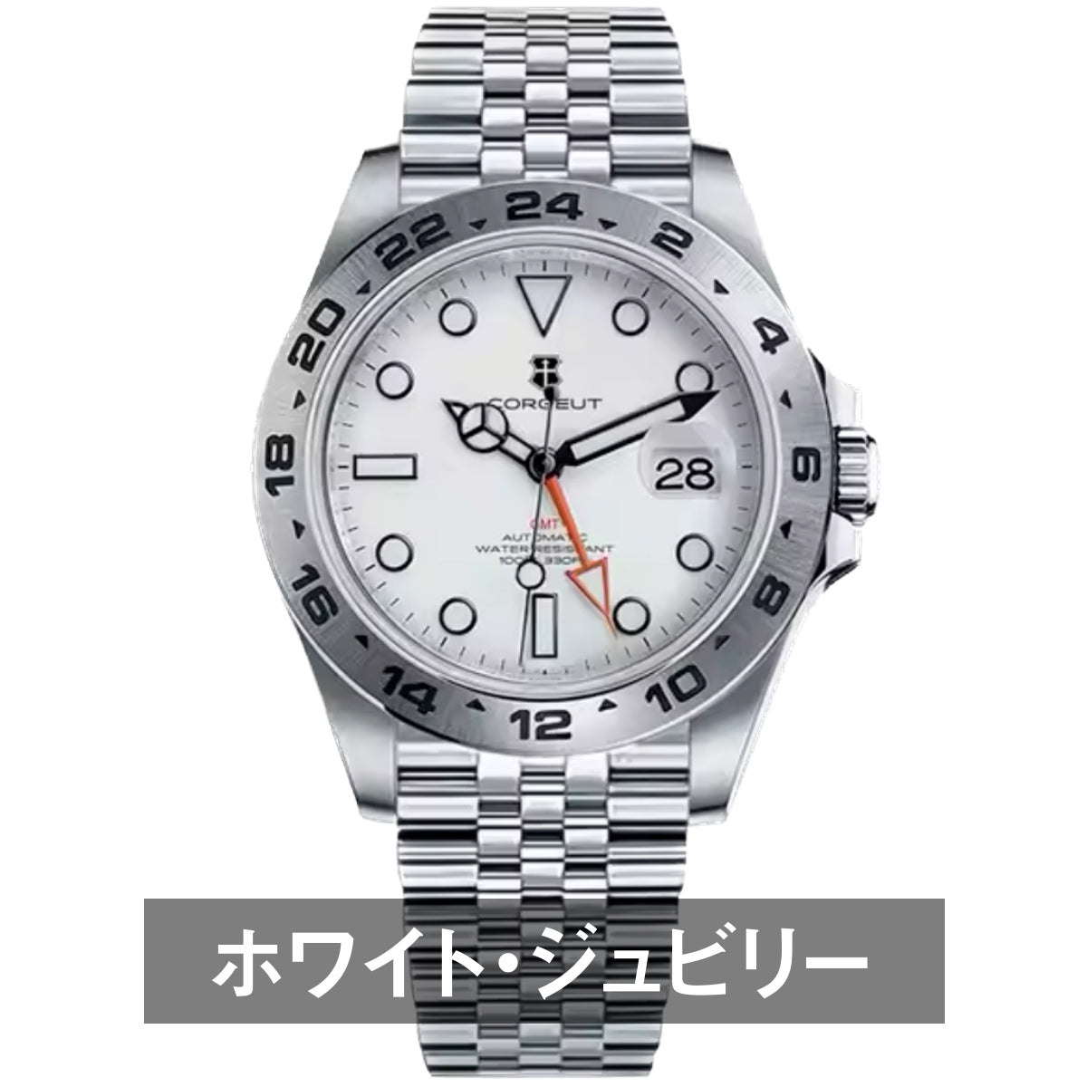 Men's Mechanical Watch for the 40s and 50s, GMT Homage Watch, Automatic, Seiko Movement, with Manual Winding, CORGEUT 3002-2
