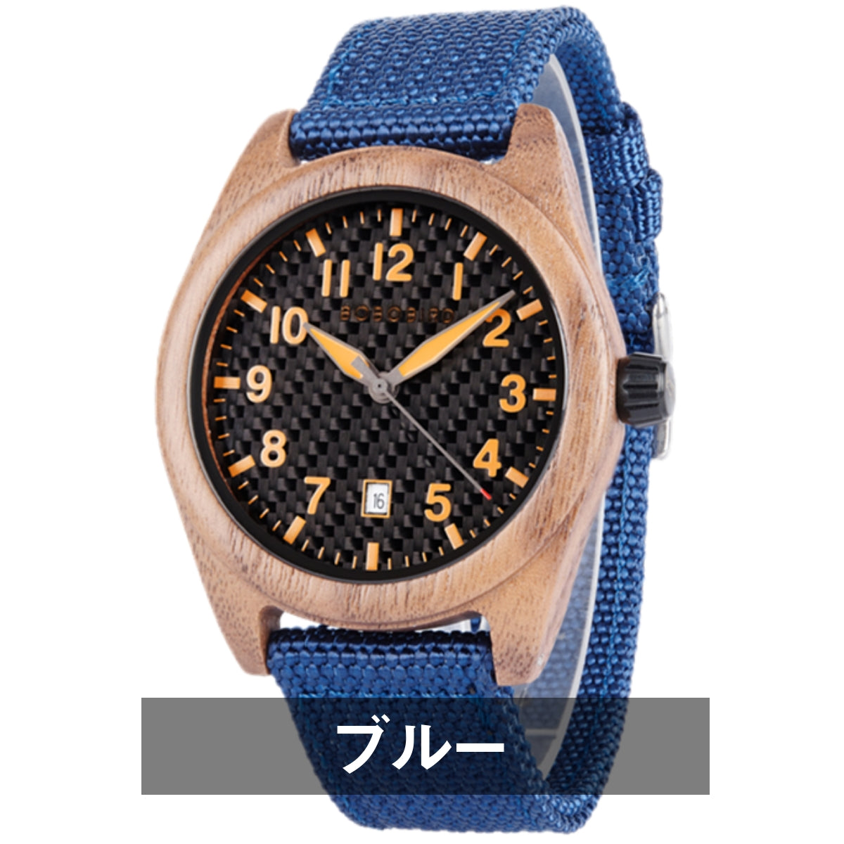 BOBO BIRD GT165 Men's Wooden Watch with Quartz Movement, Denim and Nylon Finish, Date Display, for Men in Their 40s and 50s