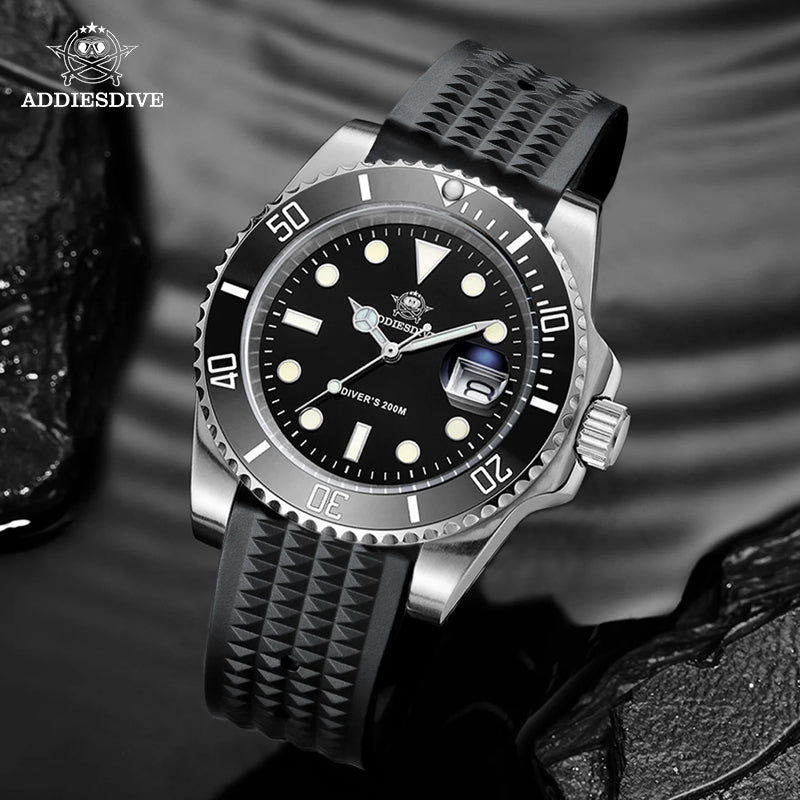 Men's Dive Watch, Water Resistant, Quartz, ADDIESDIVE, H3-2Q, Homage Watch for Men in Their 40s and 50s
