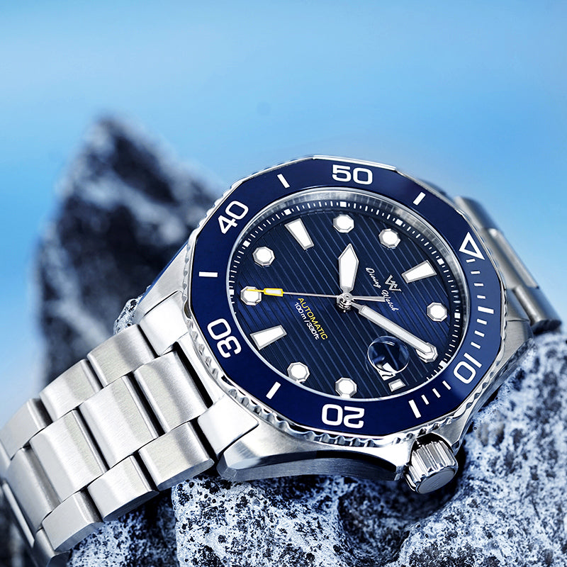 Men's Dive Watch, Homage Watch, Waterproof, Mechanical, Automatic, Hand-Wound, Calendar, Welly Merck WM189
