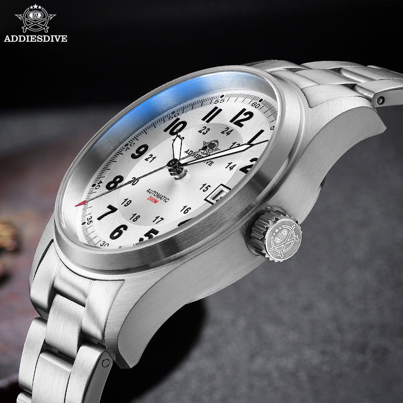 ADDIESDIVE AD2048 Automatic Pilot's Watch for Men in their 40s and 50s, Mechanical Homage Watch, Hand-Wound, 24-Hour