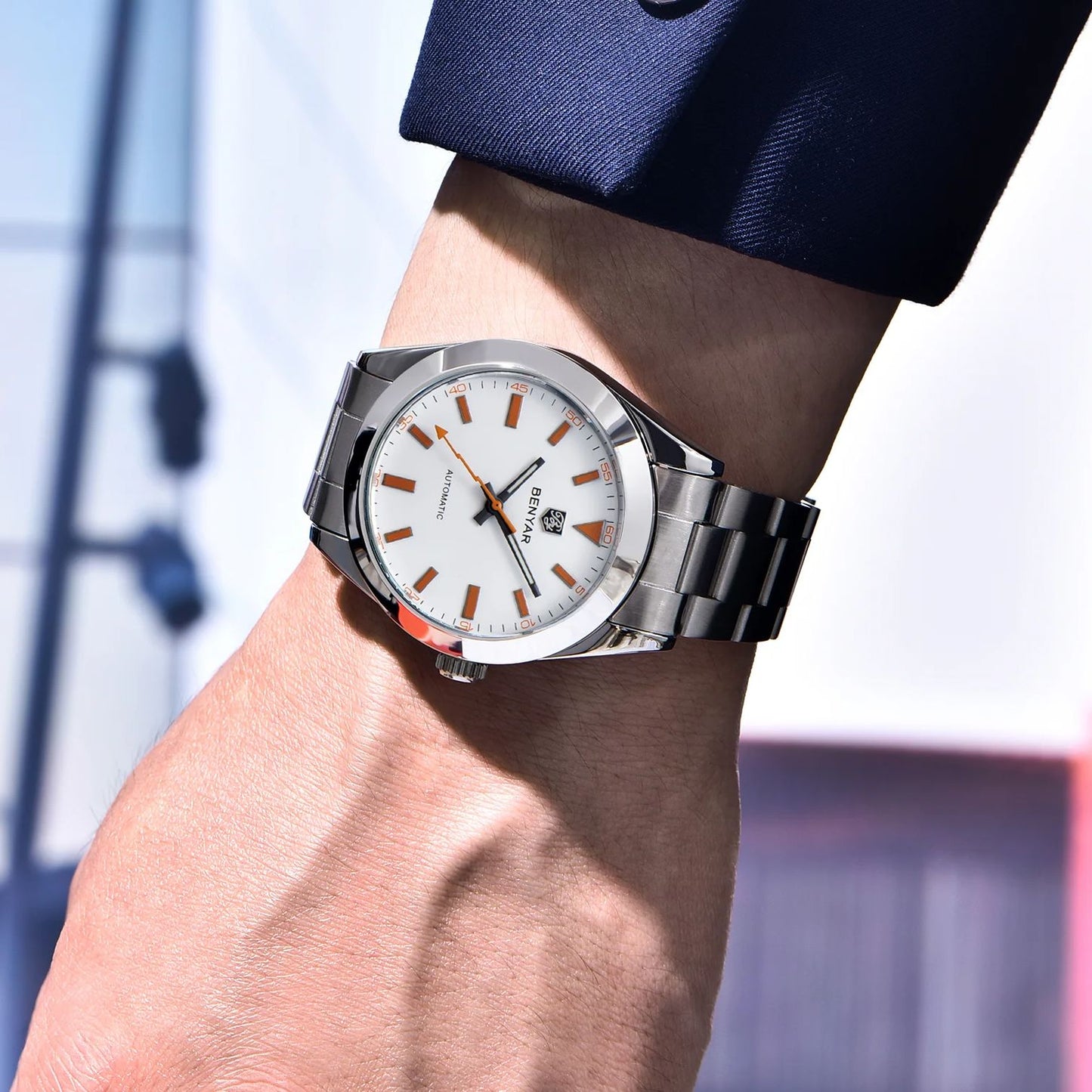 Men's Automatic Mechanical Watch, Homage Watch for Men in their 40s and 50s, BENYAR BY-5218