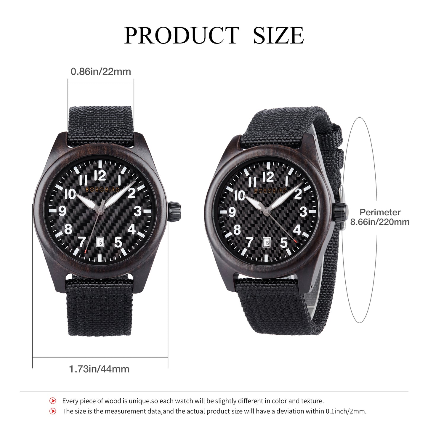 BOBO BIRD GT165 Men's Wooden Watch with Quartz Movement, Denim and Nylon Finish, Date Display, for Men in Their 40s and 50s