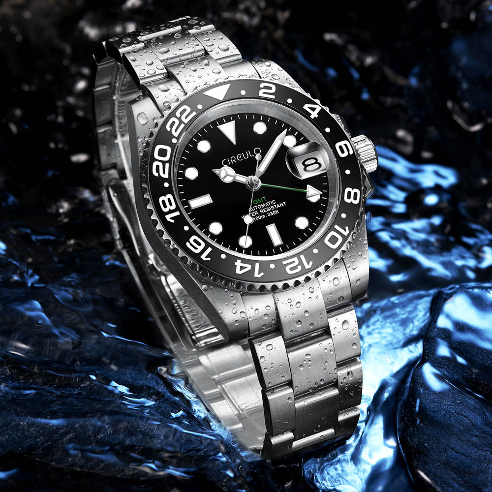 Men's Mechanical Watch, GMT Homage Watch, Automatic, Seiko Movement, Manual Winding, Circulo CI-2010, for Men in Their 40s and 50s