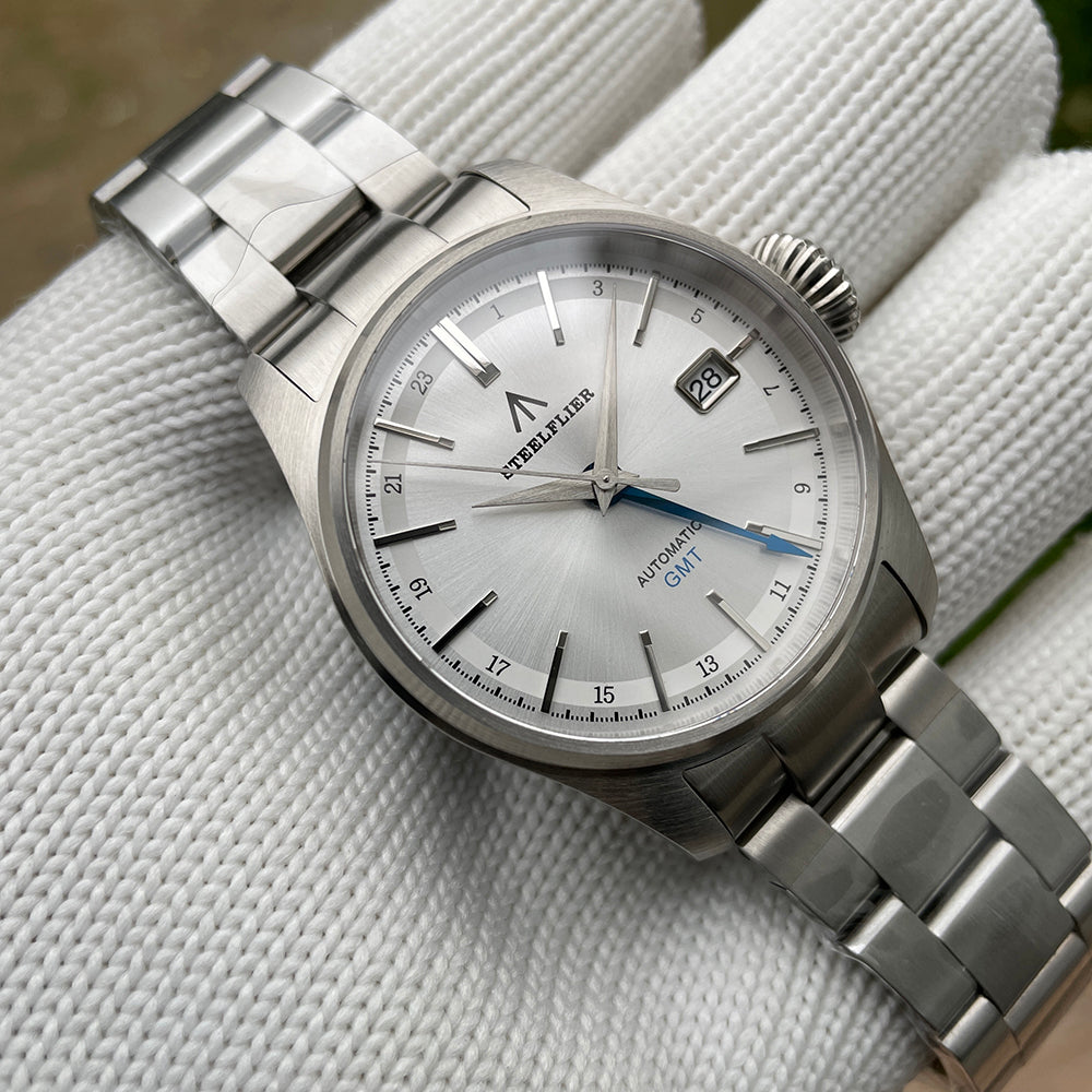 機械式腕時計 メンズ 40代 50代 GMT オマージュウォッチ 自動巻き セイコームーブメント 手巻き STEELFLIER SF790