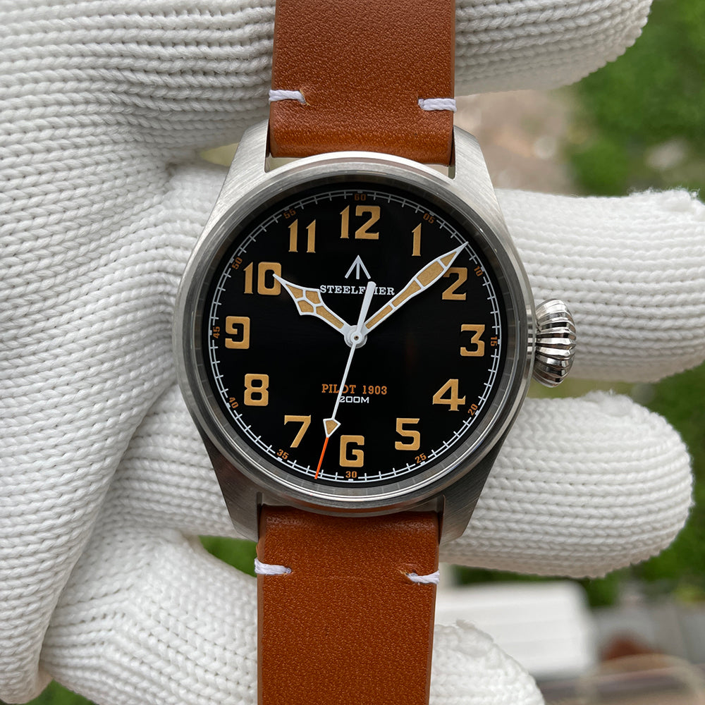 Pilot's Watch Military Watch for Men, 40s and 50s, Quartz Movement, Homage, 39mm, Steelflier SF740V