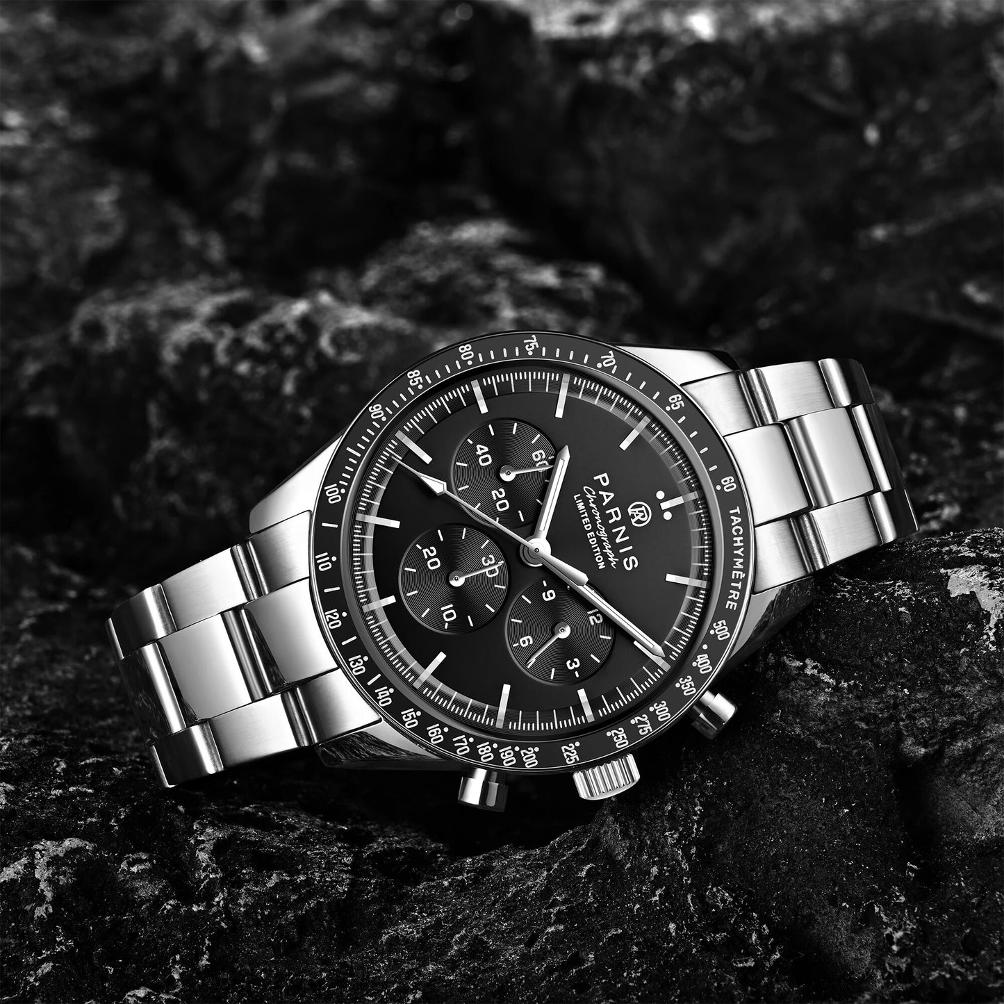 Men's Chronograph Homage Quartz Watch for Men in their 40s and 50s, PARNIS PA6100