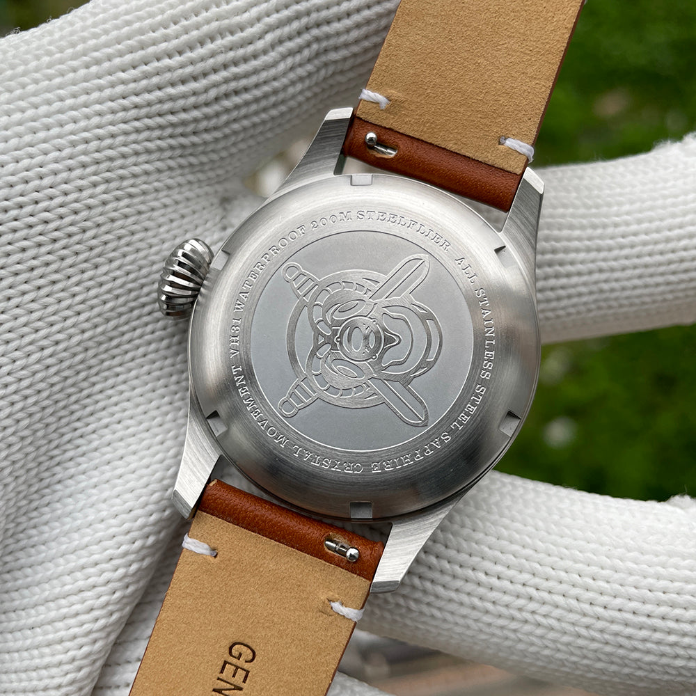 Pilot's Watch Military Watch for Men, 40s and 50s, Quartz Movement, Homage, 39mm, Steelflier SF740V