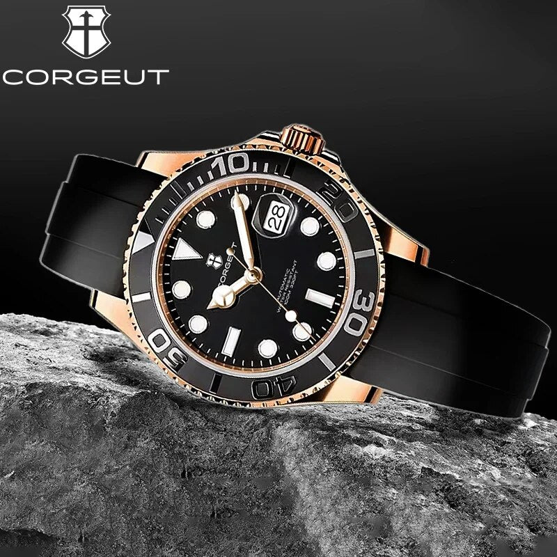 Men's diver's watch, homage watch for divers in their 40s and 50s, mechanical automatic movement with calendar, CORGEUT