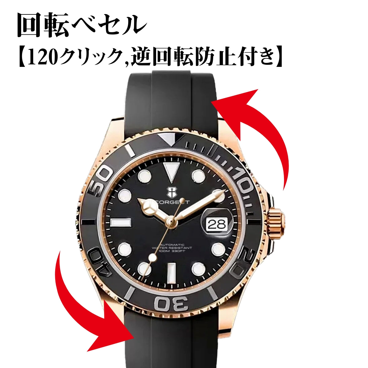 Men's diver's watch, homage watch for divers in their 40s and 50s, mechanical automatic movement with calendar, CORGEUT