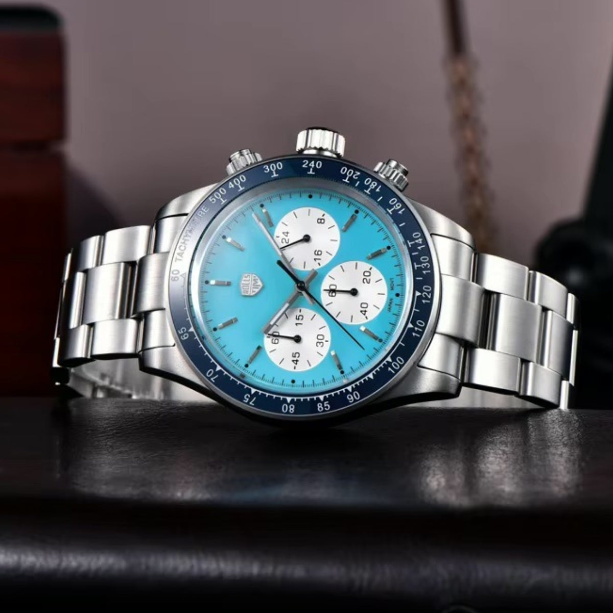 Men's Chronograph Homage Watch for Men in their 40s and 50s, Quartz Movement, Rolls Timi, with Japanese Instructions, RT-7931