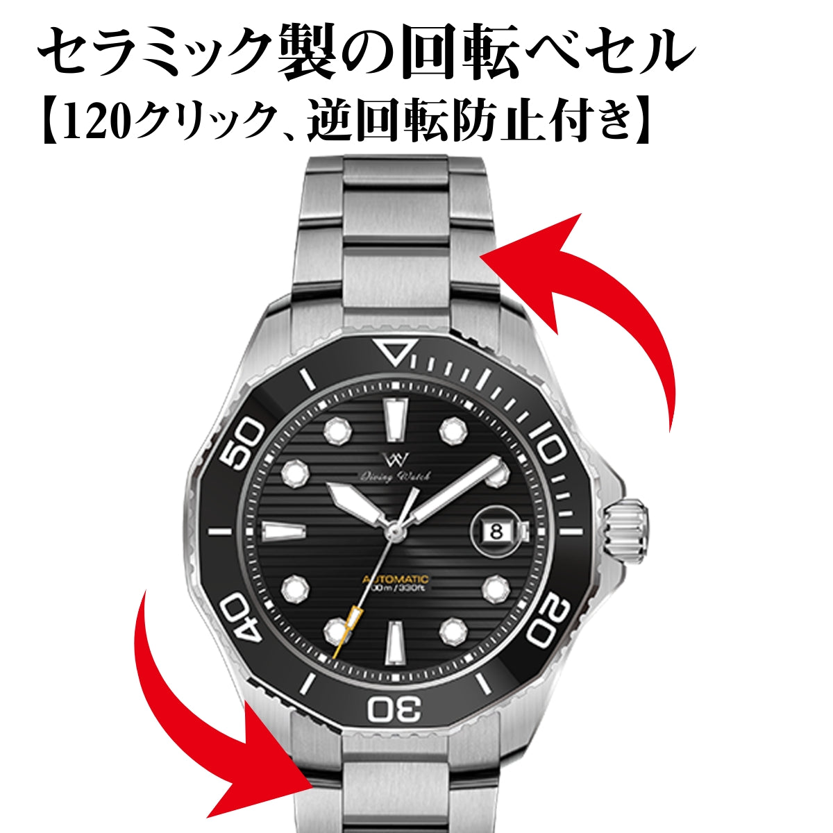 Men's Dive Watch, Homage Watch, Waterproof, Mechanical, Automatic, Hand-Wound, Calendar, Welly Merck WM189