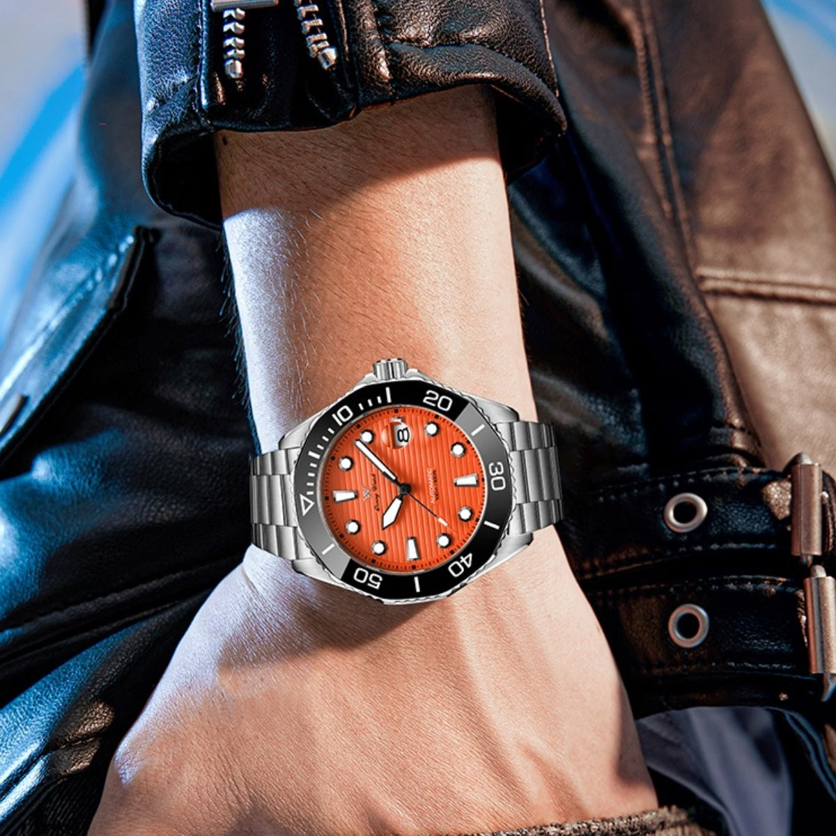 Men's Dive Watch, Homage Watch, Waterproof, Mechanical, Automatic, Hand-Wound, Calendar, Welly Merck WM189