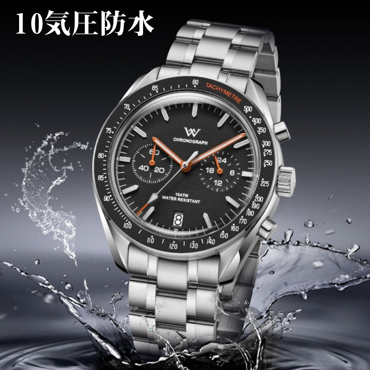 Men's Wristwatch for Men in their 40s and 50s, Chronograph Mechanical Quartz Movement with Calendar and Panda Design, WELLY MERCK WM191