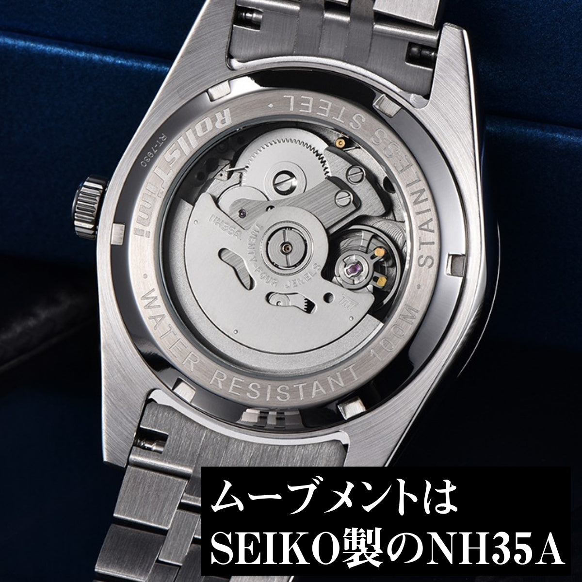 自動巻き腕時計 メンズ 40代 50代 オマージュウォッチ 機械式 手巻き 40mm 全面蛍光 RoolsTimi RT-7930