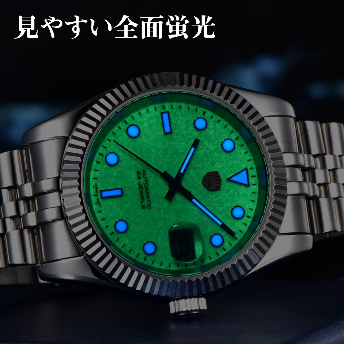 自動巻き腕時計 メンズ 40代 50代 オマージュウォッチ 機械式 手巻き 40mm 全面蛍光 RoolsTimi RT-7930