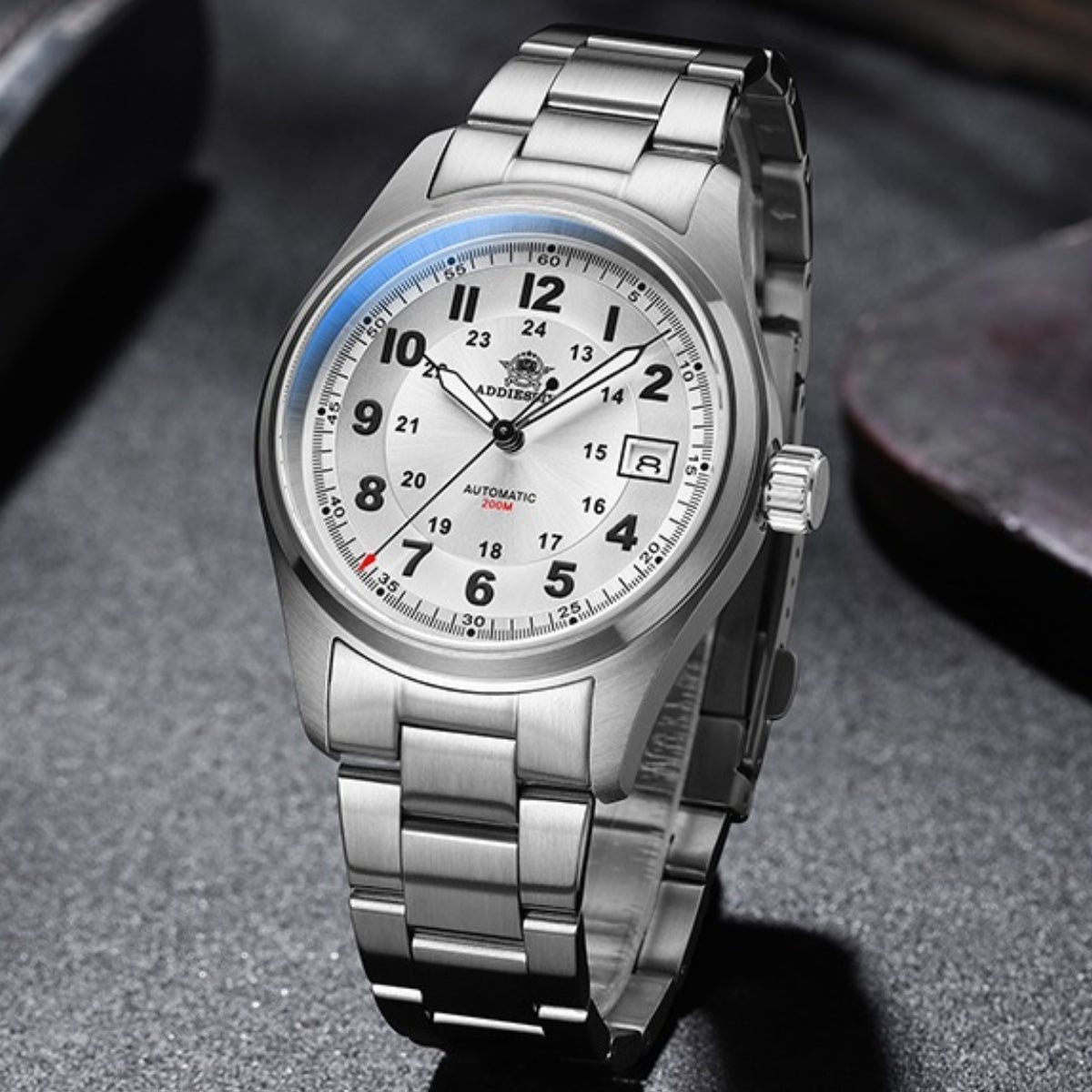 ADDIESDIVE AD2048 Automatic Pilot's Watch for Men in their 40s and 50s, Mechanical Homage Watch, Hand-Wound, 24-Hour