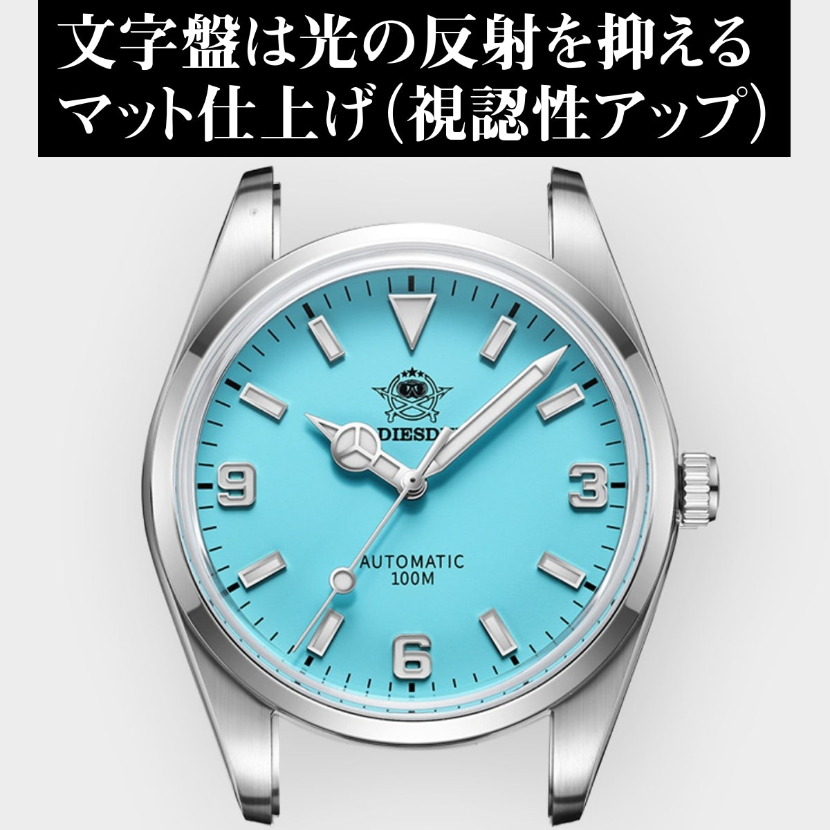 自動巻き腕時計 メンズ 40代 50代 オマージュウォッチ 機械式 手巻き 防水 38mm マット仕上げ ADDIESDIVE AD2112
