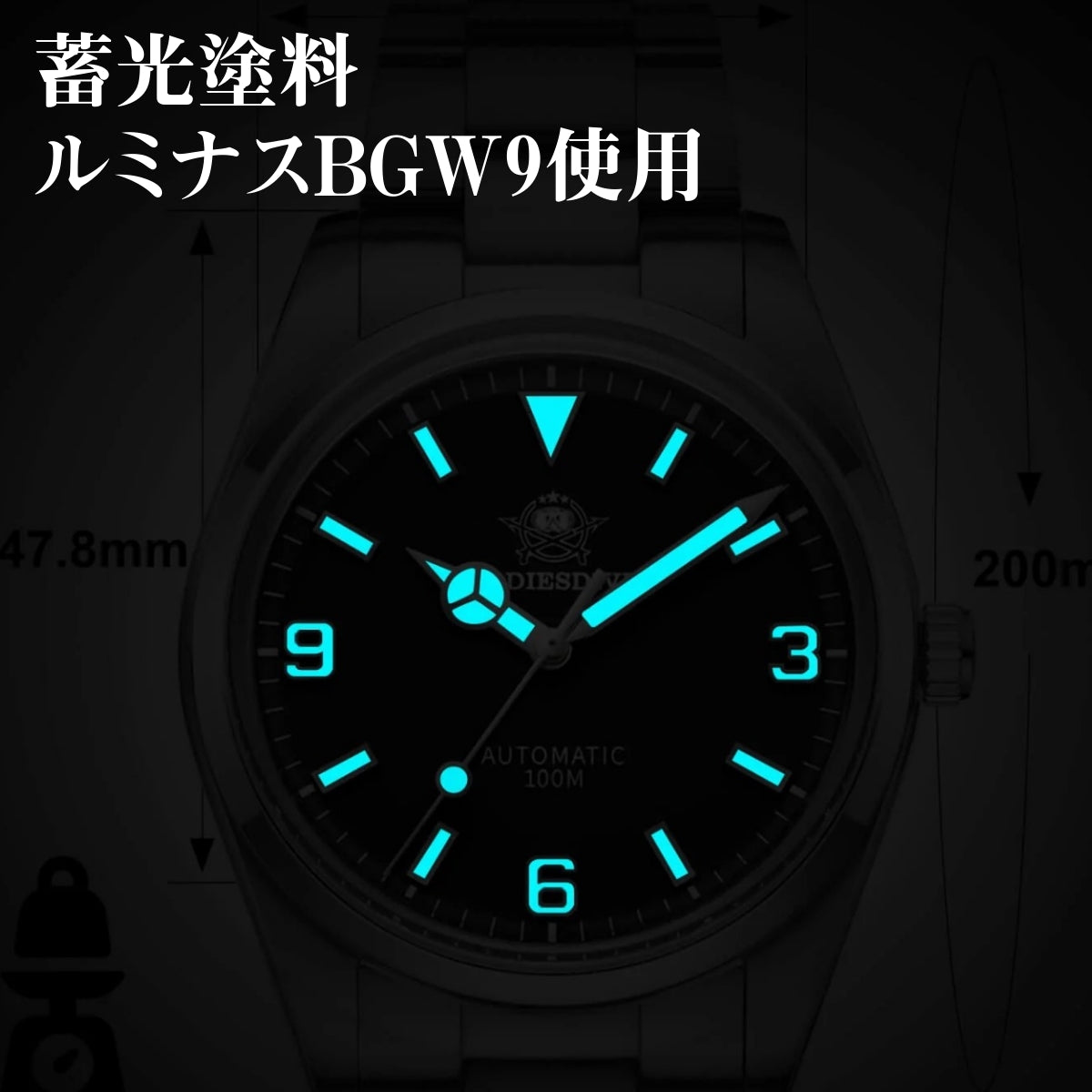 自動巻き腕時計 メンズ 40代 50代 オマージュウォッチ 機械式 手巻き 防水 38mm マット仕上げ ADDIESDIVE AD2112