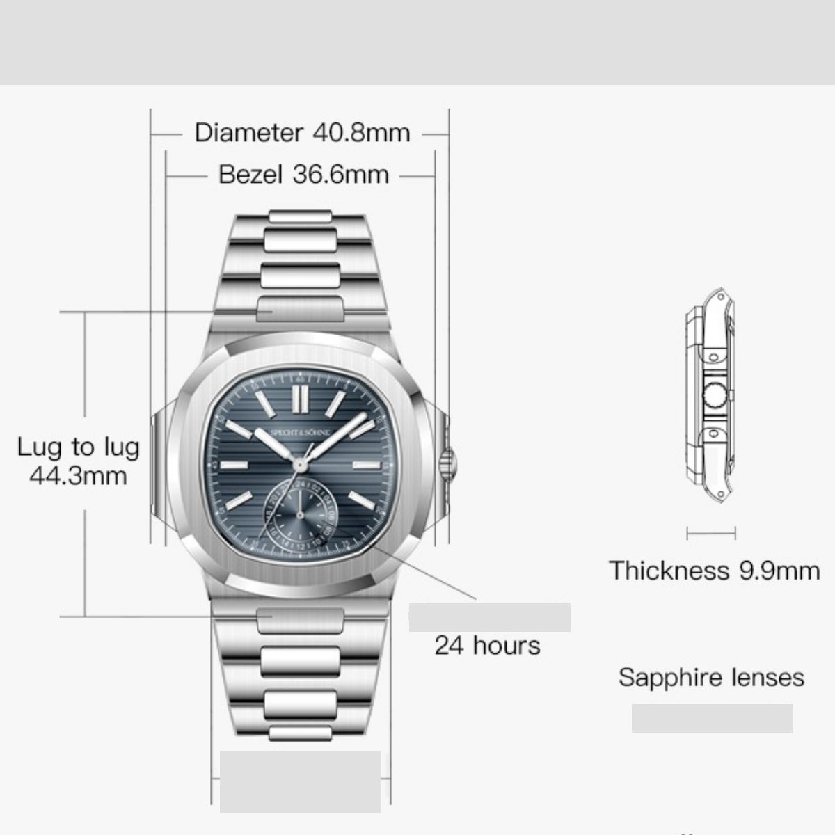 Men's Watch, Homage Watch for Men in Their 40s and 50s, Quartz/Mecha-Quartz Movement with 24-Hour Display, SPECHT & SOHNE SP5980