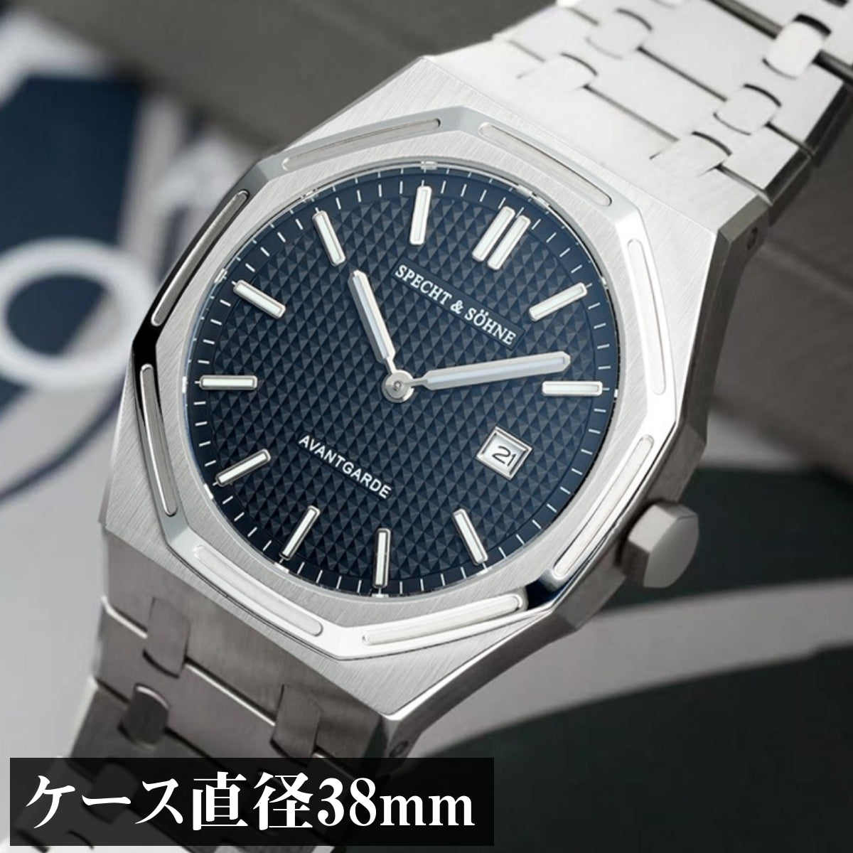 腕時計 メンズ 40代 50代 オマージュウォッチ クォーツ 2針 極薄 薄い 八角形 オクタゴン SPECHT & SOHNE SP0030