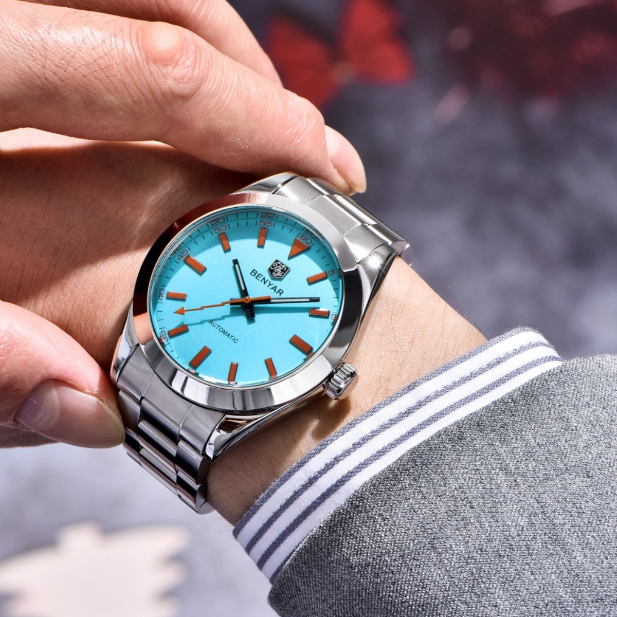 Men's Automatic Mechanical Watch, Homage Watch for Men in their 40s and 50s, BENYAR BY-5218