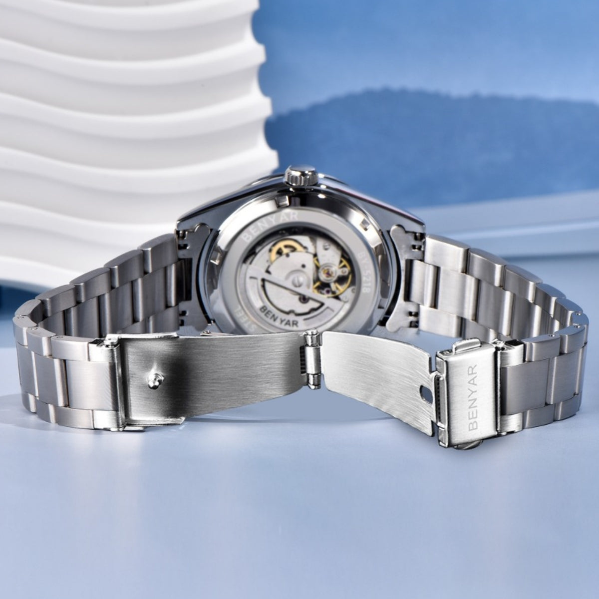 Men's Automatic Mechanical Watch, Homage Watch for Men in their 40s and 50s, BENYAR BY-5218