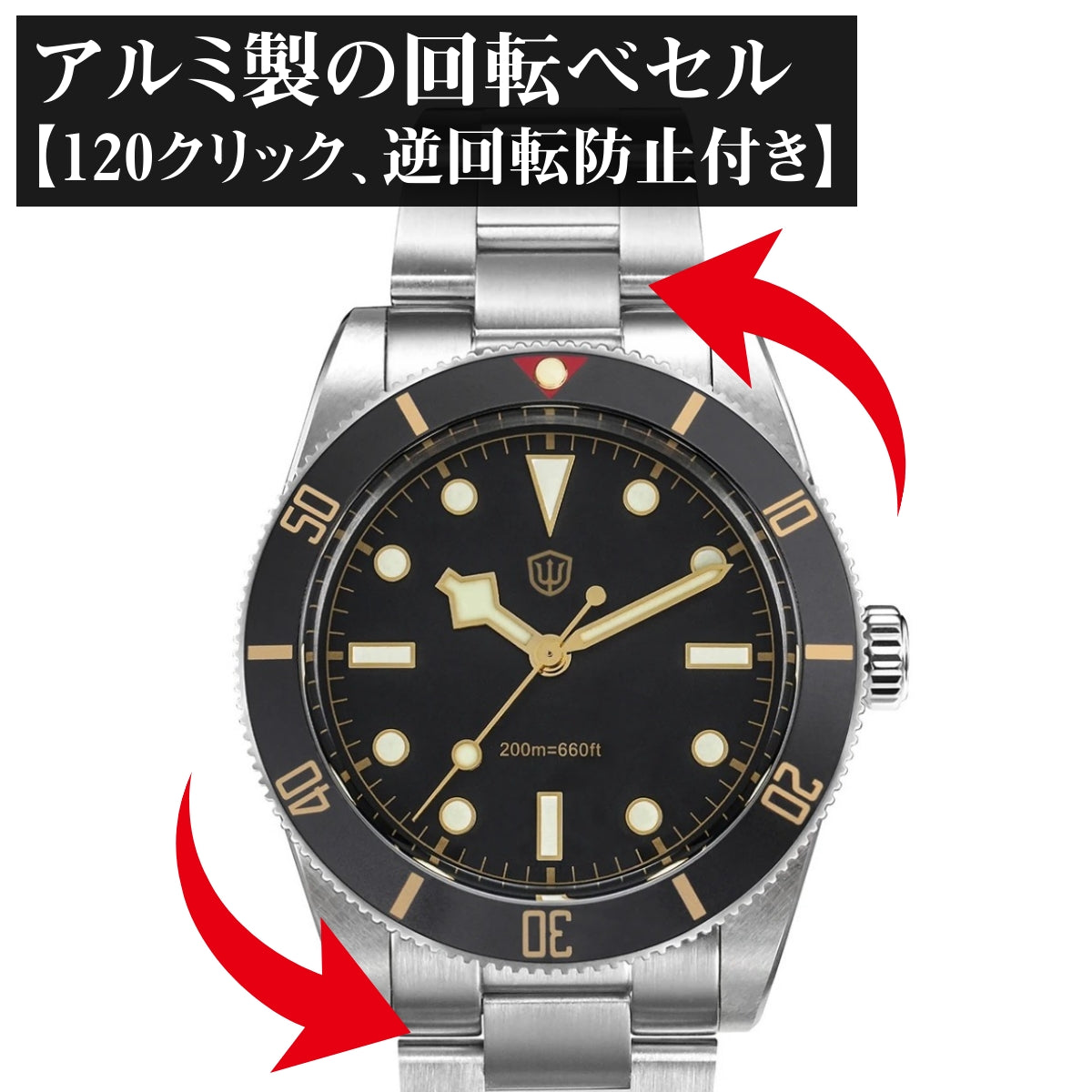 腕時計 メンズ 40代 50代 オマージュウォッチ クォーツ 20気圧防水 37mm アルミベゼル WATCHDIVES WD7922