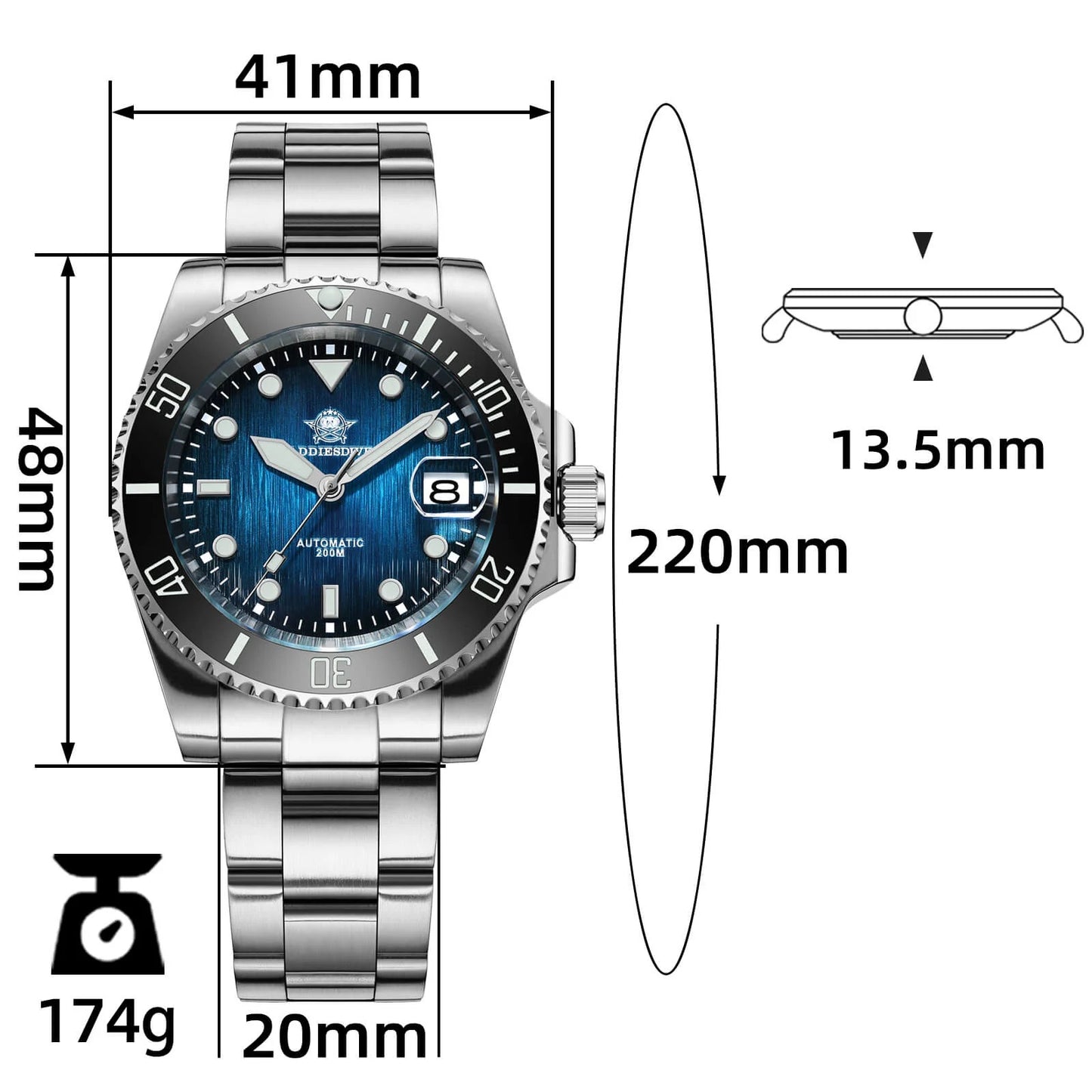 Men's Submariner Homage Dive Watch, Automatic Mechanical Watch, ADDIESDIVE AD2078