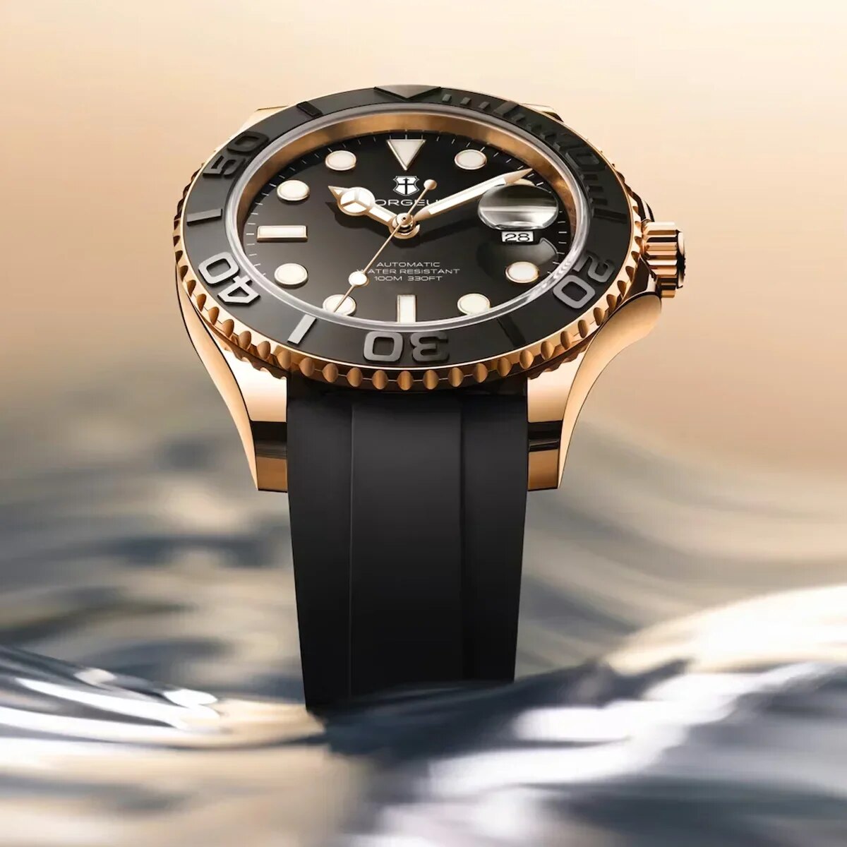 Men's diver's watch, homage watch for divers in their 40s and 50s, mechanical automatic movement with calendar, CORGEUT