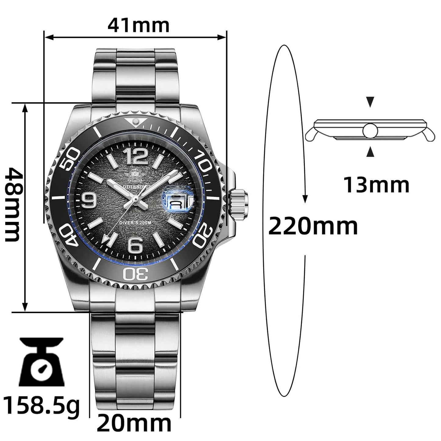 腕時計 メンズ 40代 50代 オマージュウォッチ クォーツ 20気圧防水 41mm ミヨタムーブメント ADDIESDIVE AD2513