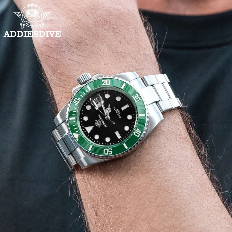 ADDIESDIVE 41mm MY-H3-2C Men's Submariner Homage Watch with Automatic Movement and Calendar, Perfect for Men in Their 40s and 50s