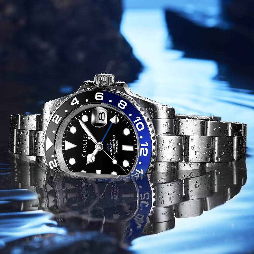 Men's Mechanical Watch, GMT Homage Watch, Automatic, Seiko Movement, Manual Winding, Circulo CI-2010, for Men in Their 40s and 50s