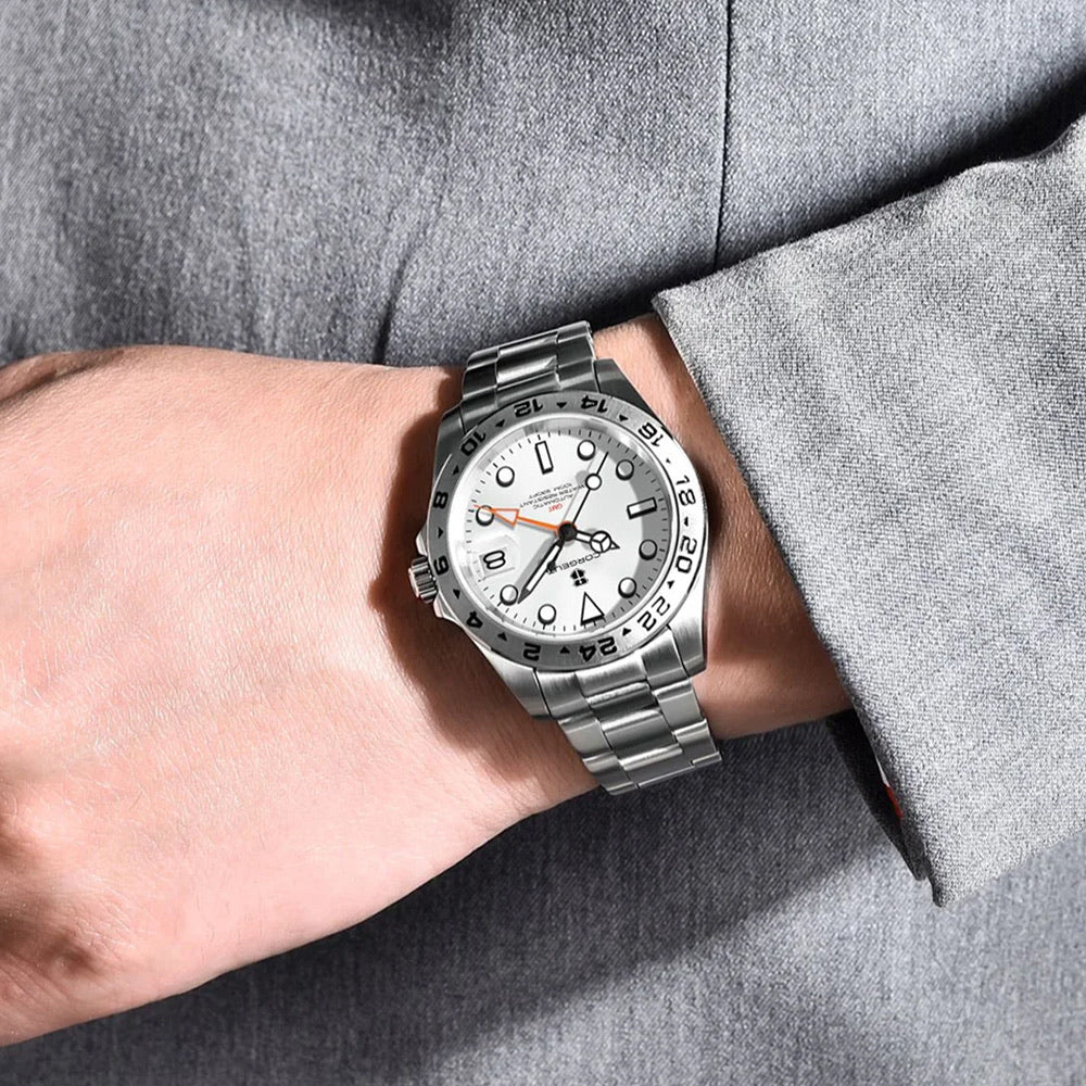 Men's Mechanical Watch for the 40s and 50s, GMT Homage Watch, Automatic, Seiko Movement, with Manual Winding, CORGEUT 3002-2