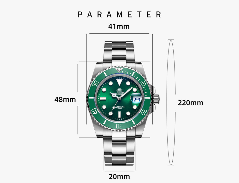 ADDIESDIVE 41mm MY-H3-2C Men's Submariner Homage Watch with Automatic Movement and Calendar, Perfect for Men in Their 40s and 50s