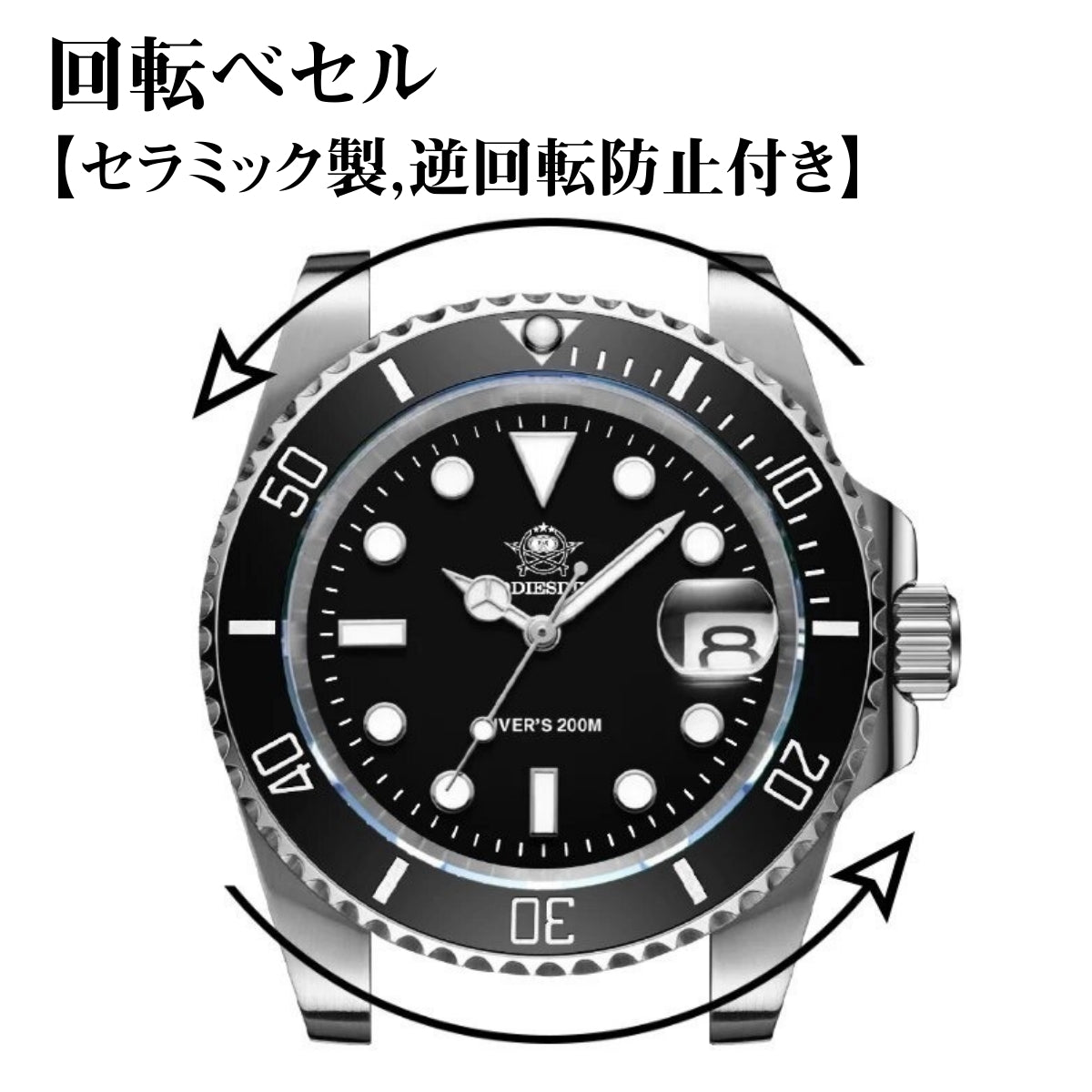 Men's Dive Watch, Water Resistant, Quartz, ADDIESDIVE, H3-2Q, Homage Watch for Men in Their 40s and 50s