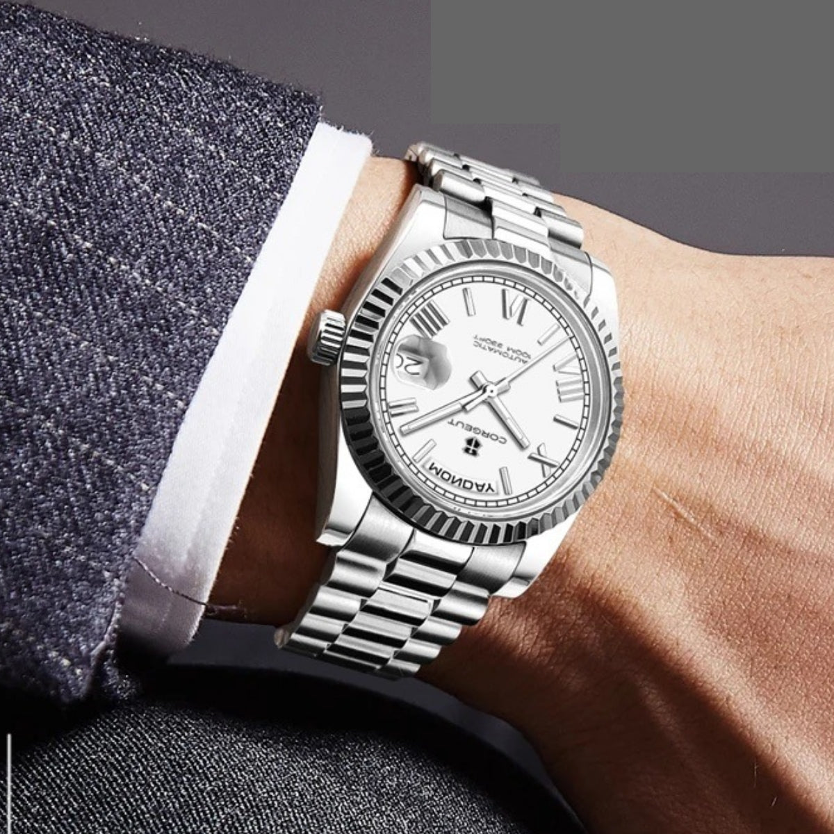 腕時計 メンズ 機械式 自動巻き 40代 50代 オマージュウォッチ デイデイト 手巻き 36mm 日付 曜日 CORGEUT 6002