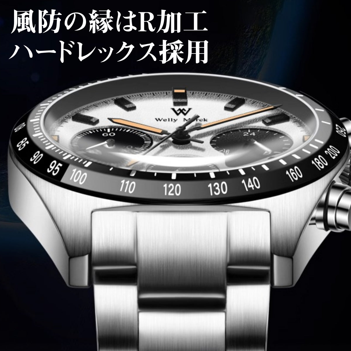 腕時計 メンズ 40代 50代 クロノグラフ オマージュウォッチ クォーツ オールブラック 39mm WELLY MERCK WM176