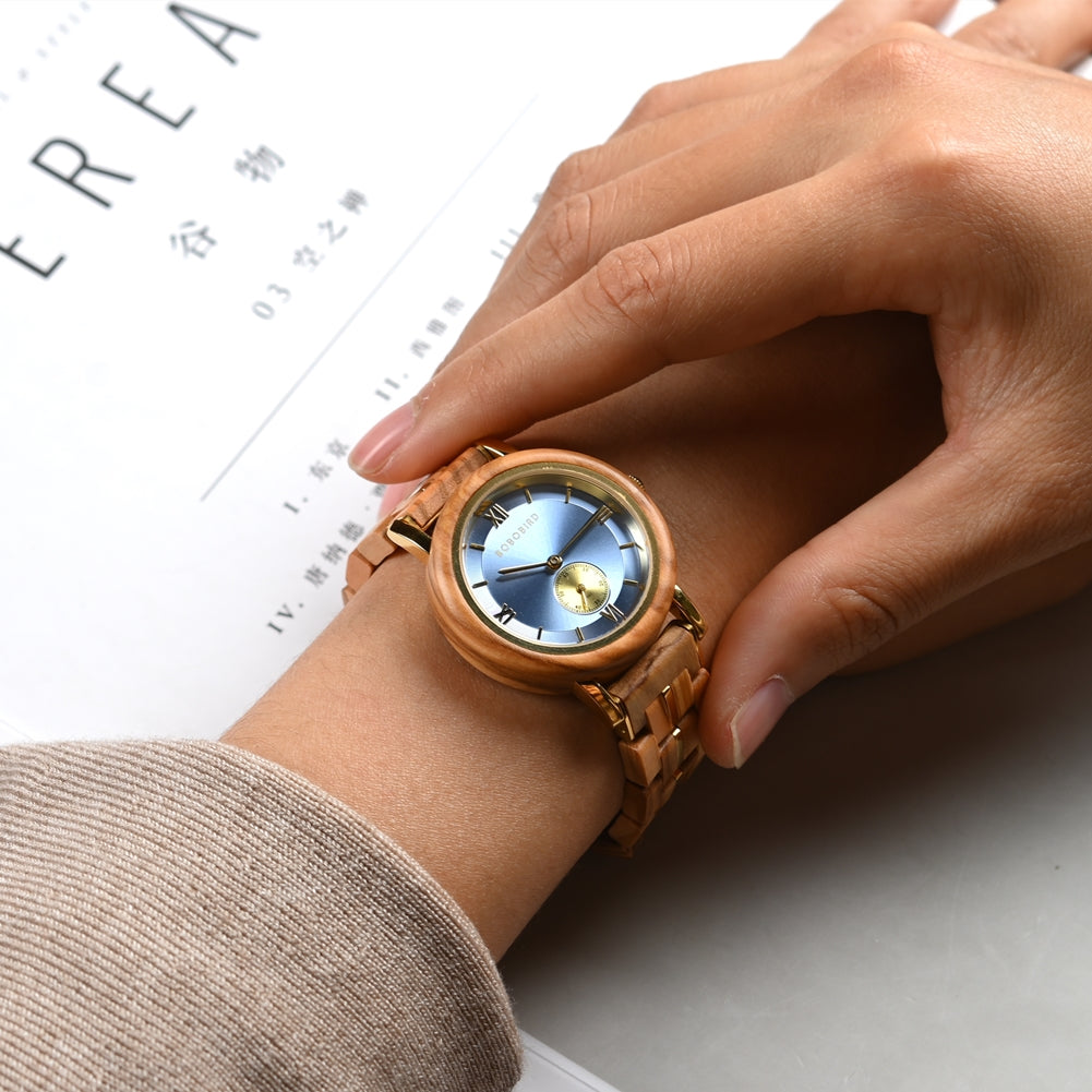 BOBO BIRD GT126 Wooden Watch for Women in Their 20s, 30s, and 40s, Quartz Movement with Small Seconds
