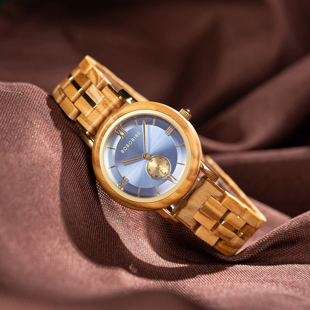 BOBO BIRD GT126 Wooden Watch for Women in Their 20s, 30s, and 40s, Quartz Movement with Small Seconds