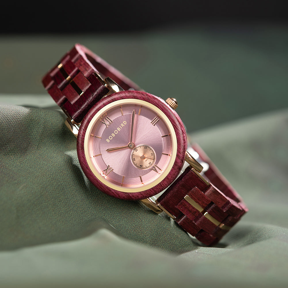 BOBO BIRD GT126 Wooden Watch for Women in Their 20s, 30s, and 40s, Quartz Movement with Small Seconds